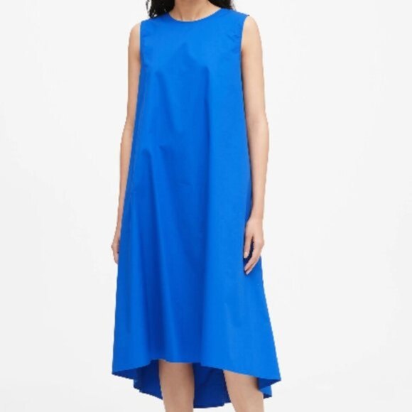 White Banana Republic Poplin A-Line High Low Sleeveless Dress (NWT) - Picture 3 of 4